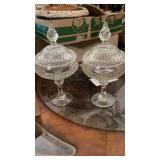 Vintage Indiana glass clear diamond point compot Vintage Indiana glass clear diamond point compot
