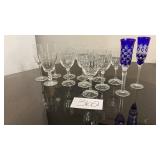 Bohemian Crystal cobalt blue cut glass champagne Bohemian Crystal cobalt blue cut glass champagne