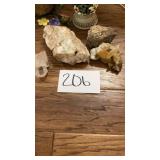 Wooden truffle pot, toad statue, and flower Wooden truffle pot, toad statue, and flower