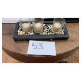 Nana decorations, cow clock, candles, glass lamp Nana decorations, cow clock, candles, glass lamp