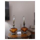 Vintage Amber Lamps 28in tall Vintage Amber Lamps 28in tall