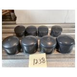 Eight PVC Pipe End Caps