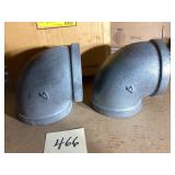 Two 4-Inch Galvanized Elbow Fittings