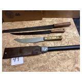 Knives and Saw Set with Wooden Handles
