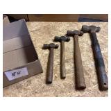 Four Vintage Ball Peen Hammers