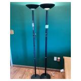 2 Black Torchiere Floor Lamps