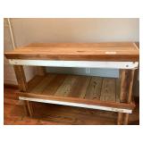 Wooden Workbench With Two Shelves
