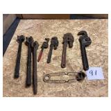 Eight Assorted Tools Including Pipe Wrenches