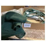 Box Lot of Green Fabric and Cords