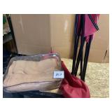 Portable Red Folding Chair and Burlap Blanket