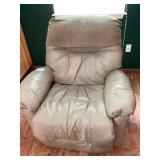 Beige Leather Manual Recliner Chair