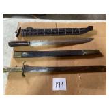 Knives with Sheaths and Sword