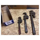 Three Forged Steel Pipe Wrenches