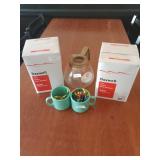 (2) jumbo straw wrapped boxes, 1 coffee carafe, 2