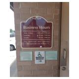 (2) Business Hours sign & Handicap Entrance sign