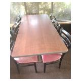 TABLE & 6 METAL CHAIRS