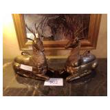 Large Mottahedeh brass resting stag reindeer with Large Mottahedeh brass resting stag reindeer with
