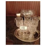 Crystal glass set & 4 bluestem glasses and a