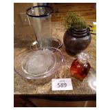 Marine Glass Plates (set of 4), Glass Bowls,