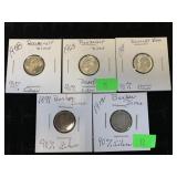 (2) Barber Dimes and (3) Roosevelt Dimes