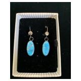 Turquoise and Sterling  Pierced Earrings