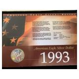 1993 American Eagle Silver Dollar w/COA
