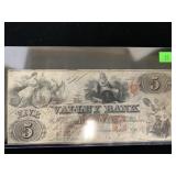 The Valley Bank of Maryland $5 Note Dated 1856
