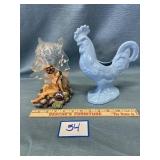 Wolf Bust w/Indian & Rooster Planter