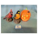 Singing Cardinal, Singing Oriole, Ceramic Pumpkin