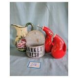 Assorted Kitchenware,Pitcher, Olive Oil Dispenser,