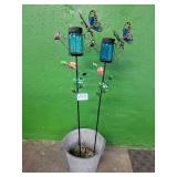 Blue Solar Butterfly Jar Lawn Ornament