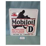 Mobiloil Metal Embossed Sign 15"X15"
