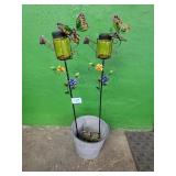 Solar Amber Butterfly Jar Lawn Ornament