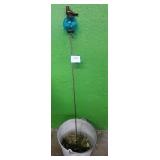 Blue Glass Garden Ball & Bird Lawn Ornanemt