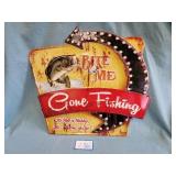 GONE FISHING Embossed Metal Sign