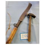 Vintage Machete and Cobbler Hammer