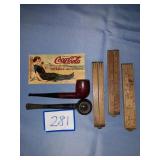 Coca Cola Postcard & Pipes with Measuring Tools
