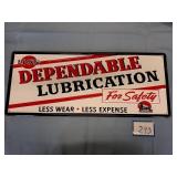 Lion Dependable Lubrication Embossed Sign