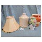 (2) Vases, Chicken Waterer and Lamp Shade