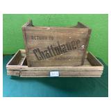 Beverage Box (Missing Bottom) and Wooden Carrier