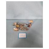 Assorted Safety Pins & Small Pillbox &