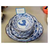 Blue Chicken Theme Plastic Serving Pieces