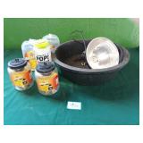 Plastic Feed Pan, Heat Lamp and (4) Fly Traps