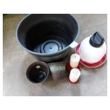 Plastic Planter w/poultry feeders & waterer