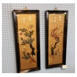 (2) Asia Theme Soapstone Motifs in Shadow Box