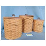 Longaberger 3pc Canister Set w/ Sealed