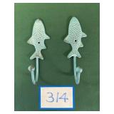 (2) Cast Iron Fish Hooks