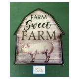 Farm Sweet Farm Pig Theme Tin Sign