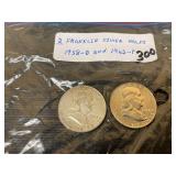 (2) Franklin Silver Half (2) Franklin Silver Half
