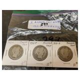 (3) Barber Half Dollars (3) Barber Half Dollars